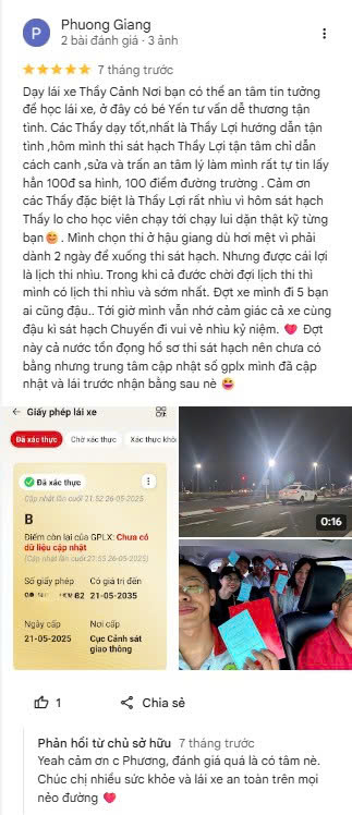 Bài đánh giá của học viên 7